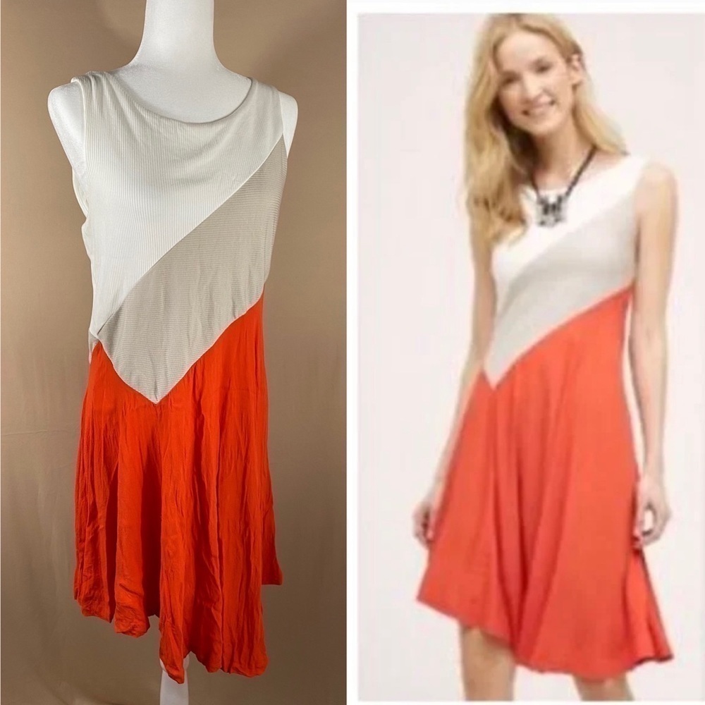 Anthropologie MAEVE Cameron Color Block Midi Summer Dress Size Medium